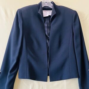 Daymor Couture Black Formal Jacket Size 8 Open Front Evening Blazer